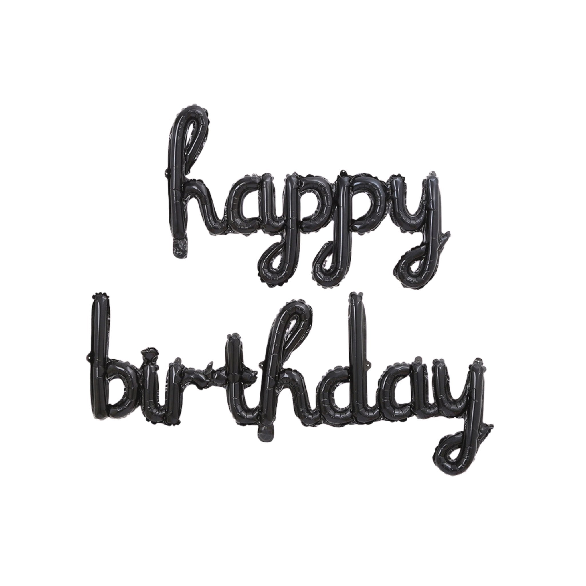 16" Black Cursive Happy Birthday Foil Balloon - dazzlemyday