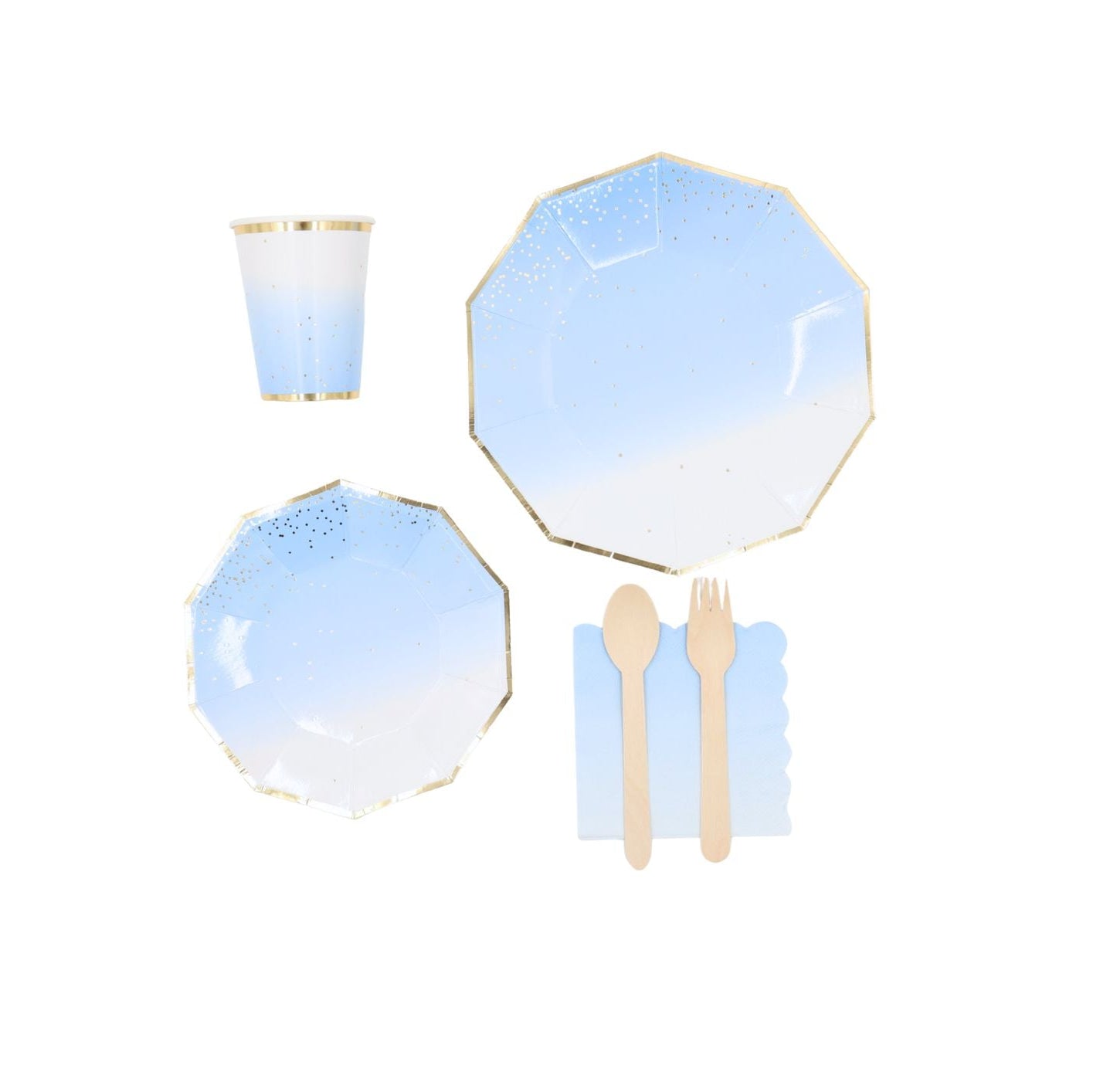Ombre Blue Decagon Set - dazzlemyday