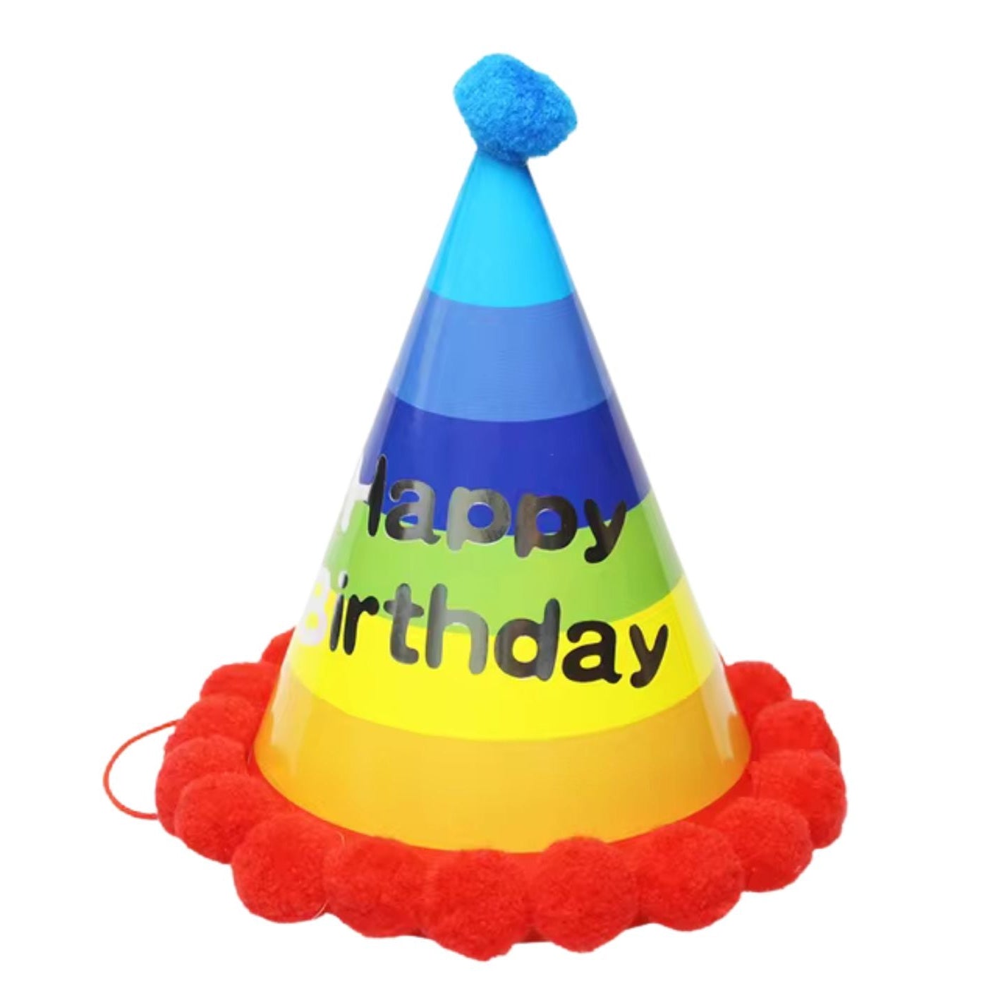 Party Hat - Red Pompoms - dazzlemyday