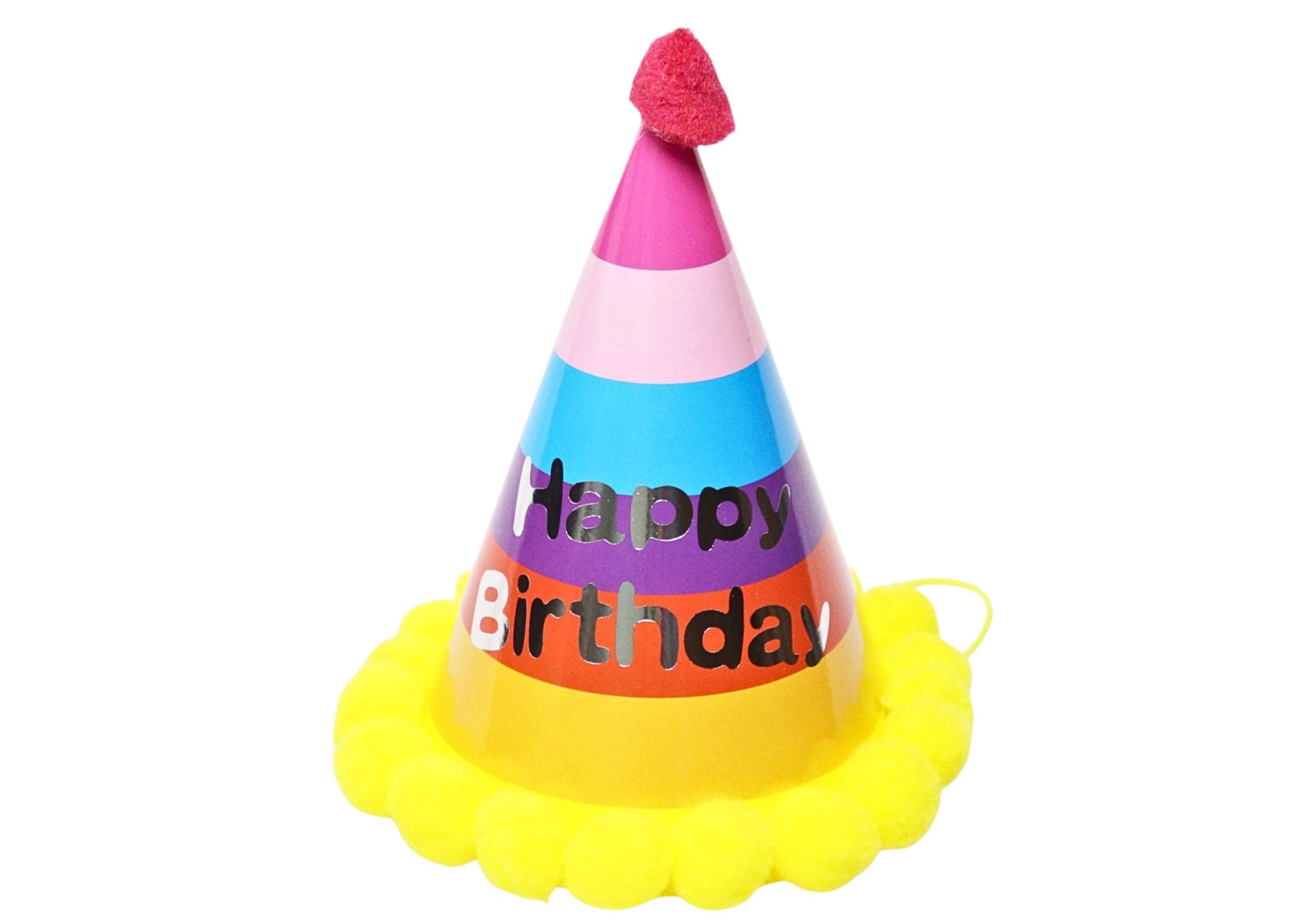 Party Hat - Yellow Pompoms - dazzlemyday